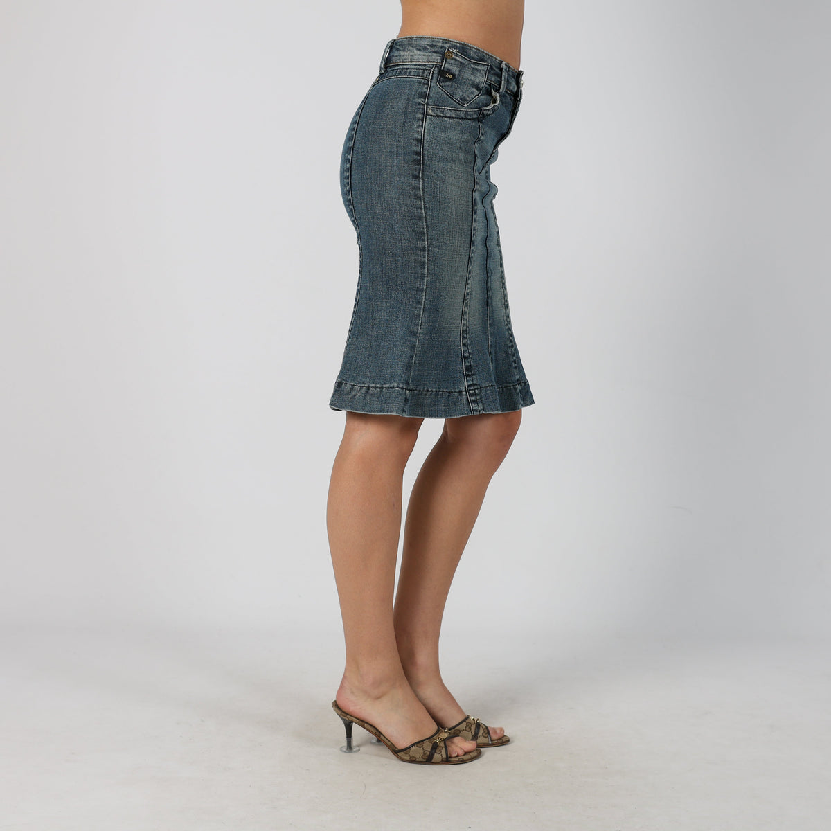 Blue Y2K Denim Midi Skirt (XS)