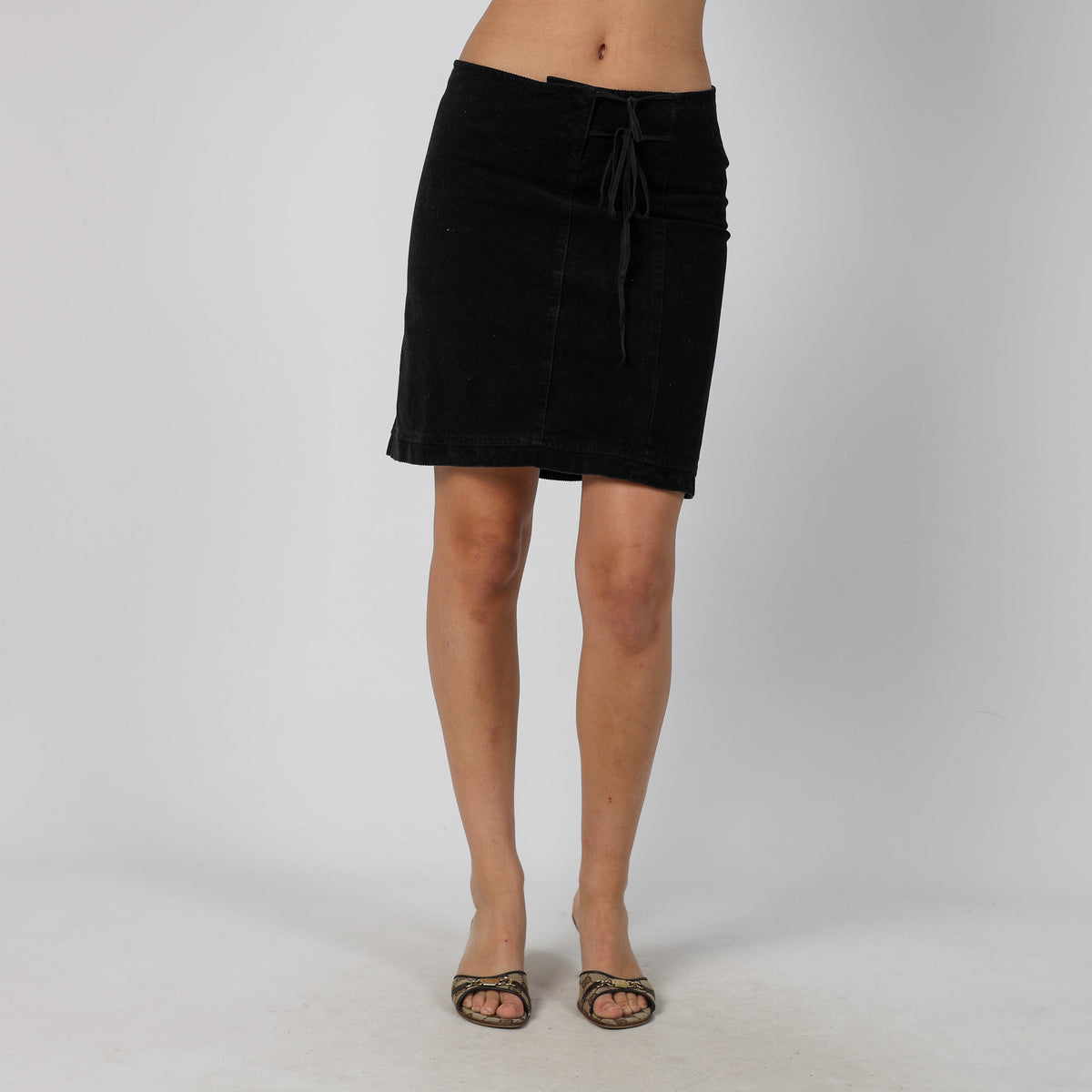 Black Y2K Sisley Cord Casual Trousers (XS)