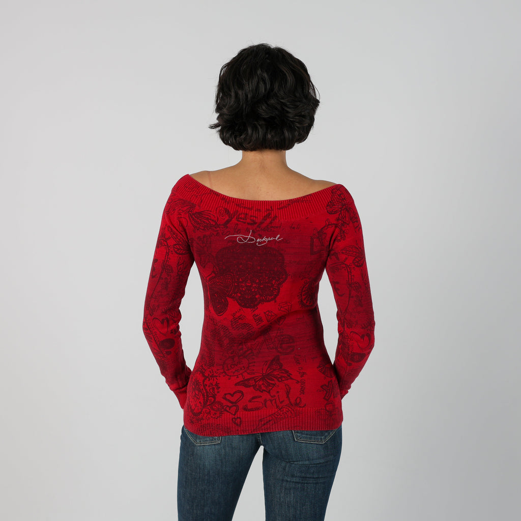 Red Y2K Desigual Long Sleeve Top (S)
