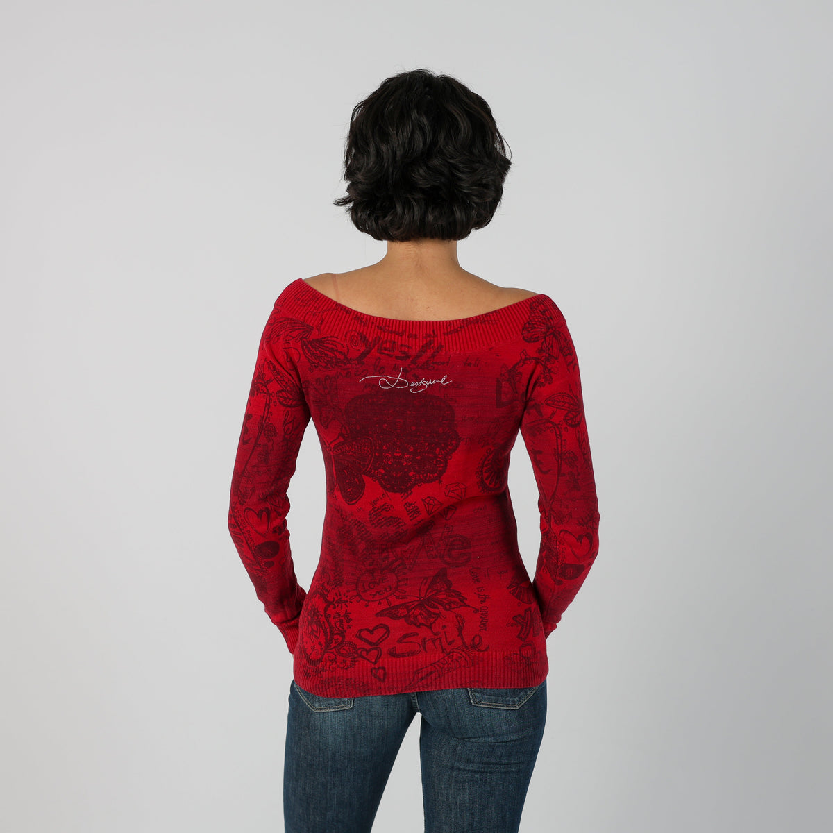 Red Y2K Desigual Long Sleeve Top (S)