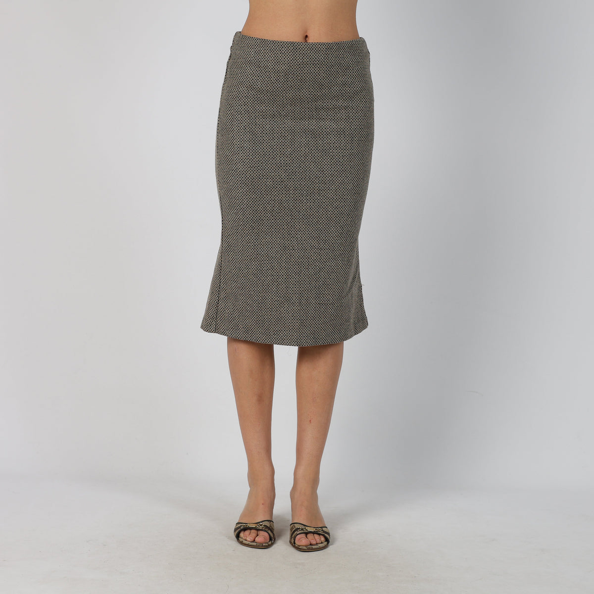 Beige Y2K Sisley Woven Midi Skirt (XS)