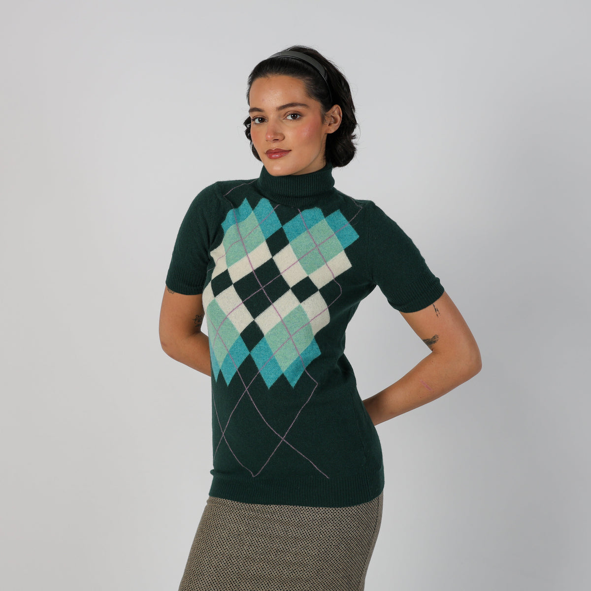 Dark Green Y2K United Colors of Benetton Knitted Jumper (S)