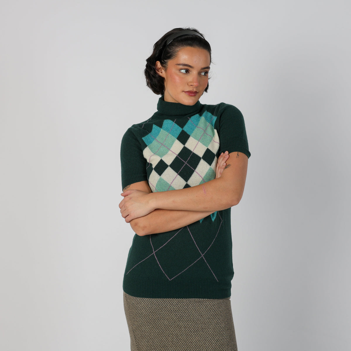 Dark Green Y2K United Colors of Benetton Knitted Jumper (S)