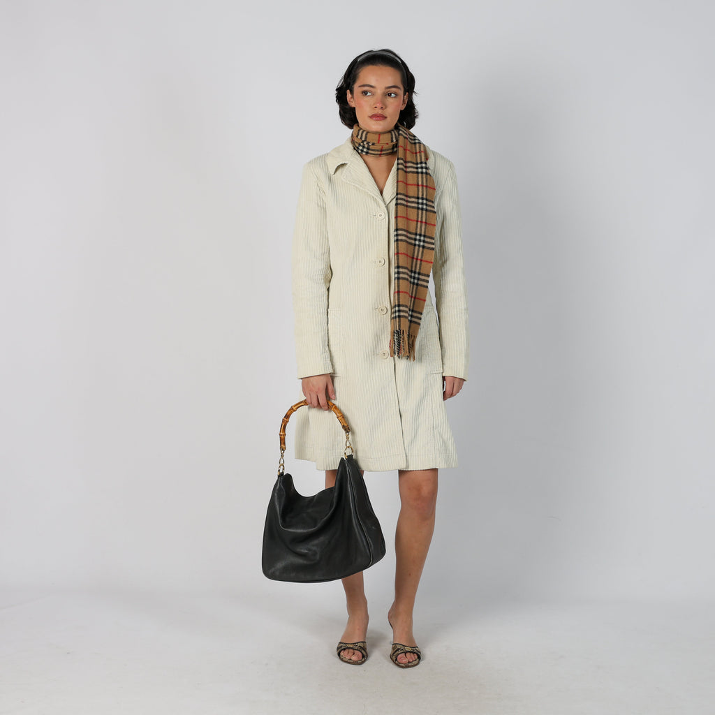 Cream Y2K Miss Sixty Trench Coat Corduroy (S)