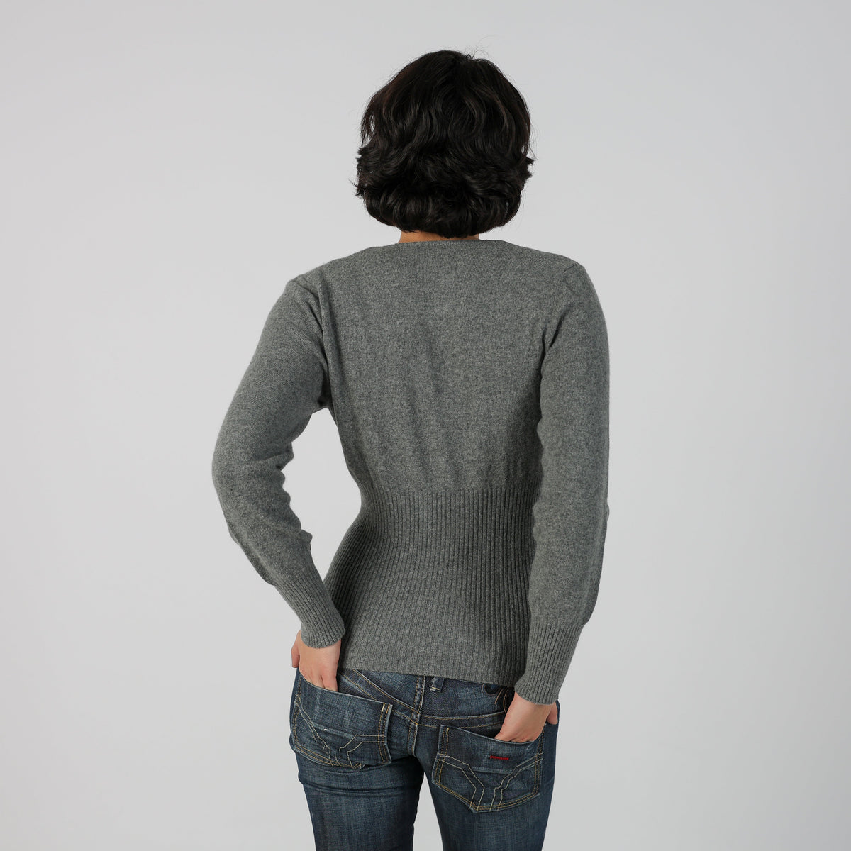 Grey Y2K Sisley Knitted Top (S)