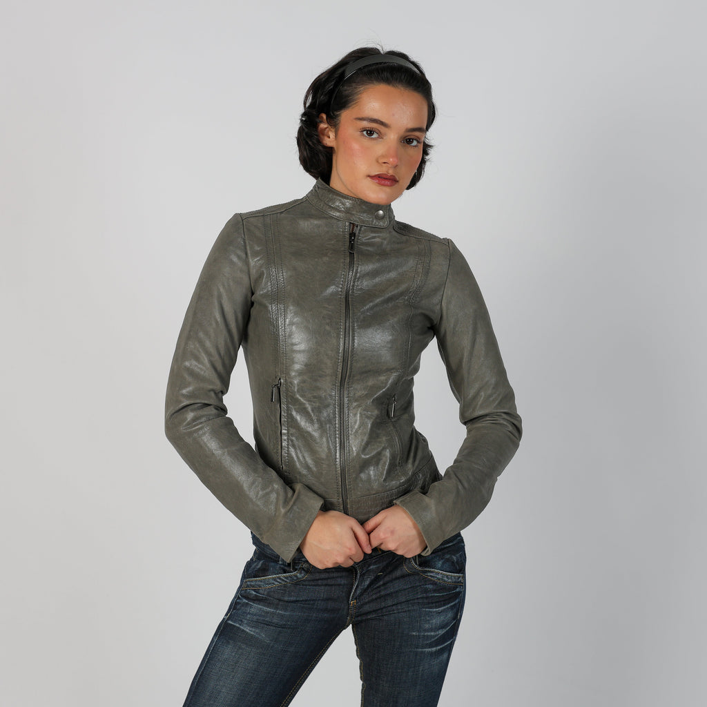 Grey Y2K Jennyfer Leather Jacket (XXS)