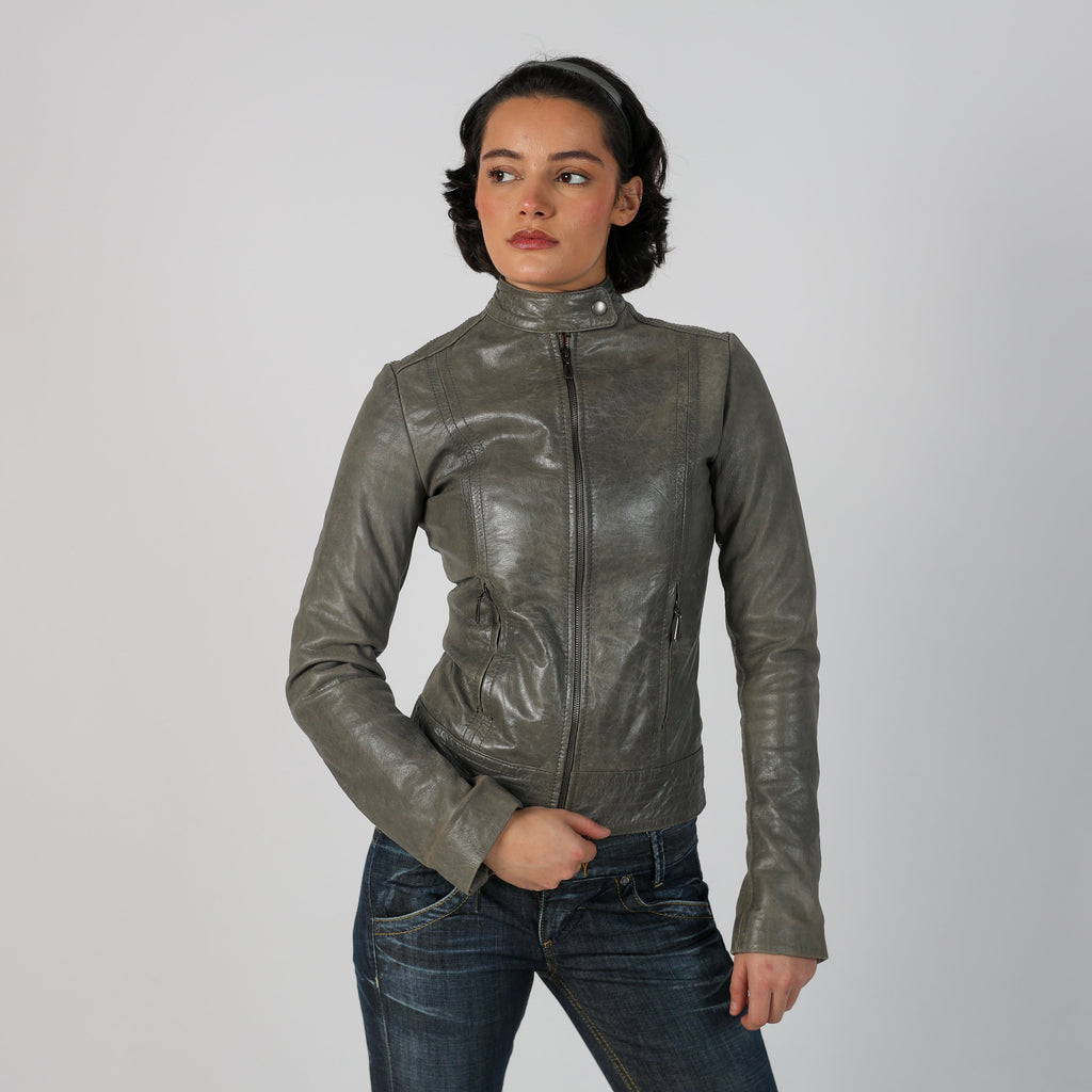 Grey Y2K Jennyfer Leather Jacket (XXS)