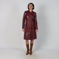 Burgundy Red 90s Trench Coat Leather (S)