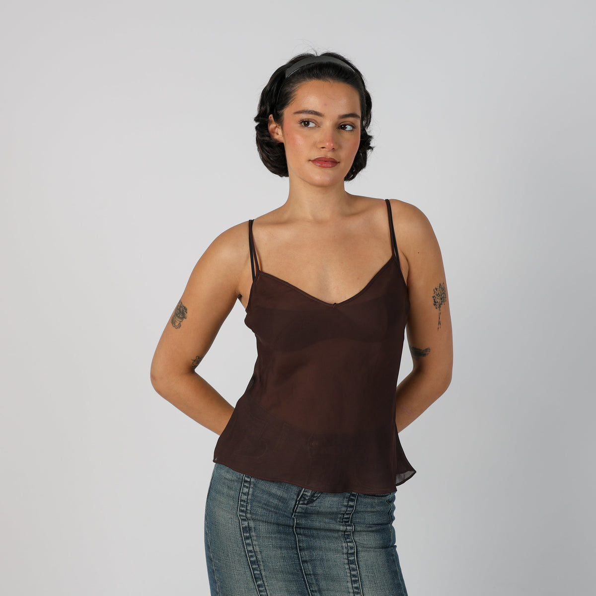 Brown Y2K Cami Sheer (S)