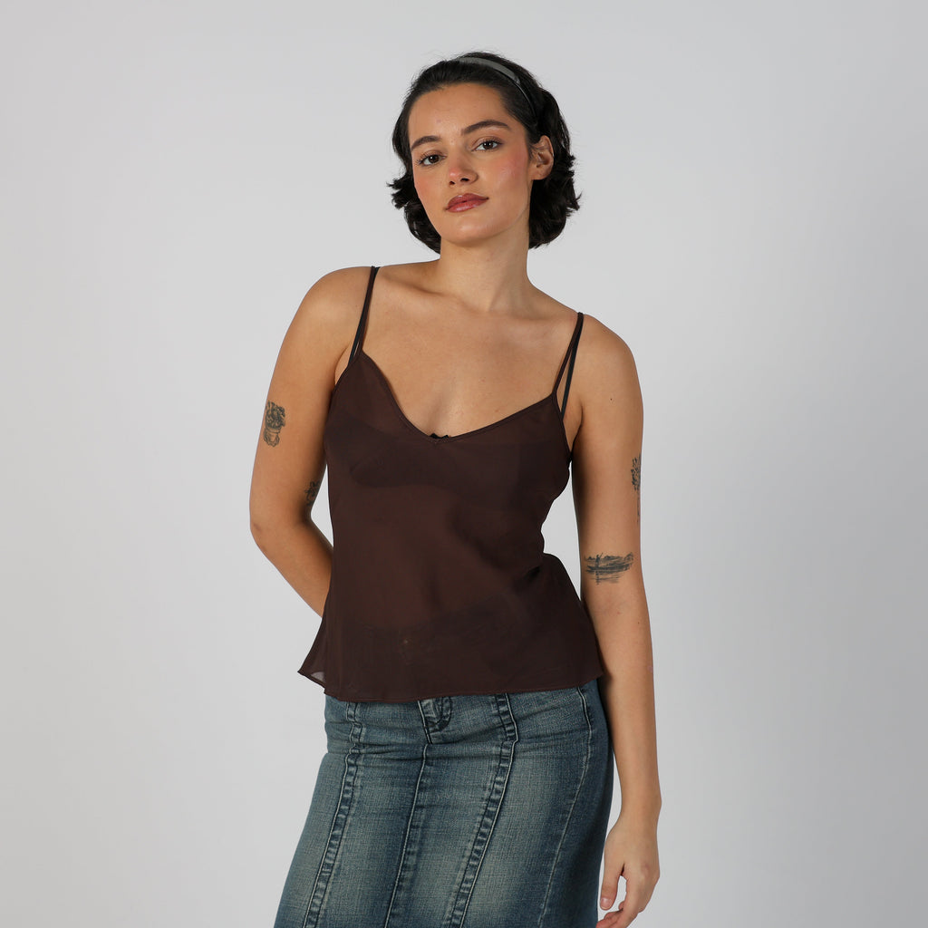 Brown Y2K Cami Sheer (S)