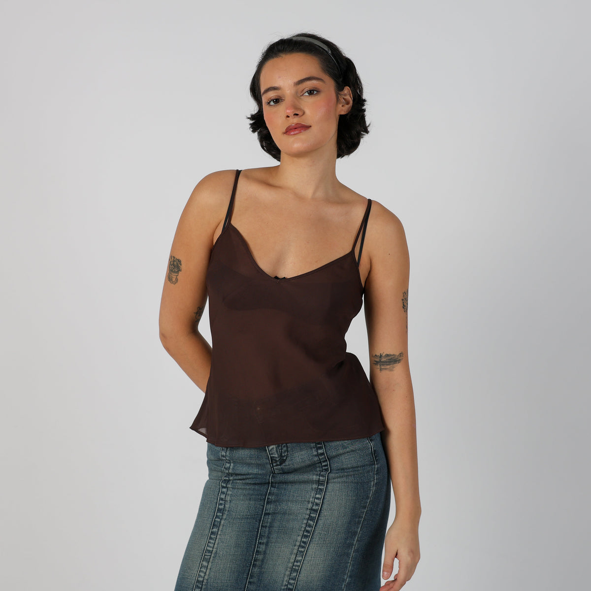 Brown Y2K Cami Sheer (S)