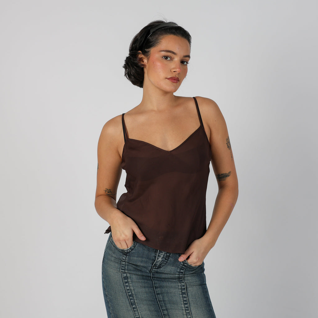 Brown Y2K Cami Sheer (S)
