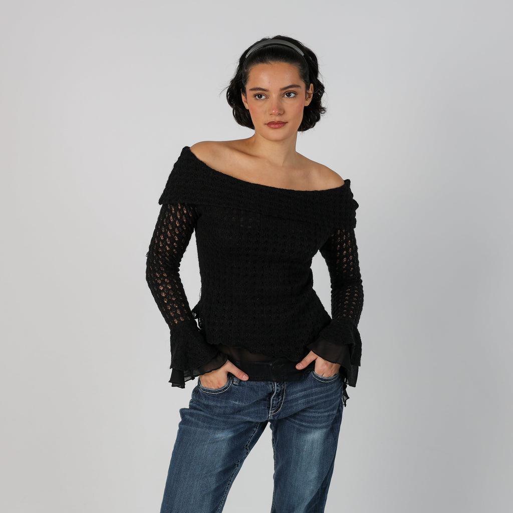 Black Y2K Made in Italy Knitted Jumper (S)