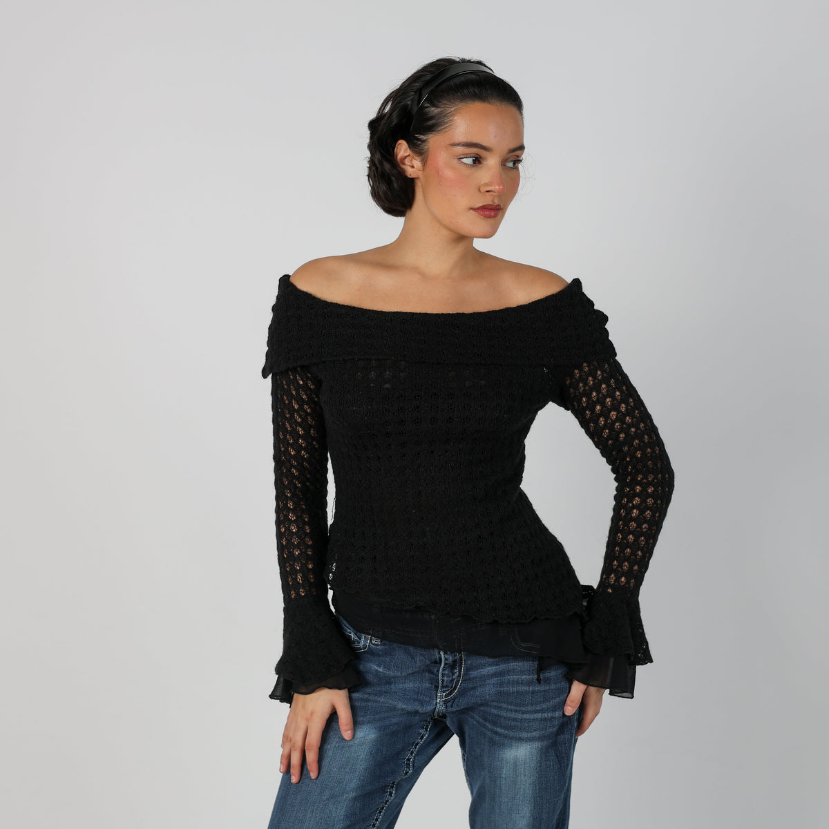 Black Y2K Made in Italy Knitted Jumper (S)