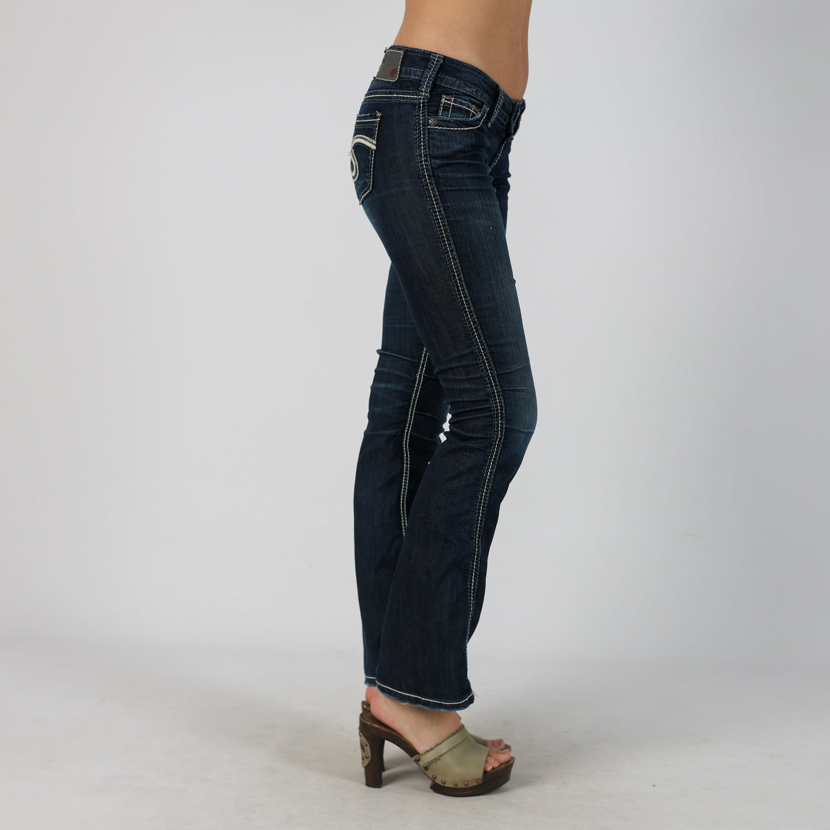 Blue Y2K Silver Bootcut Jeans (XS)