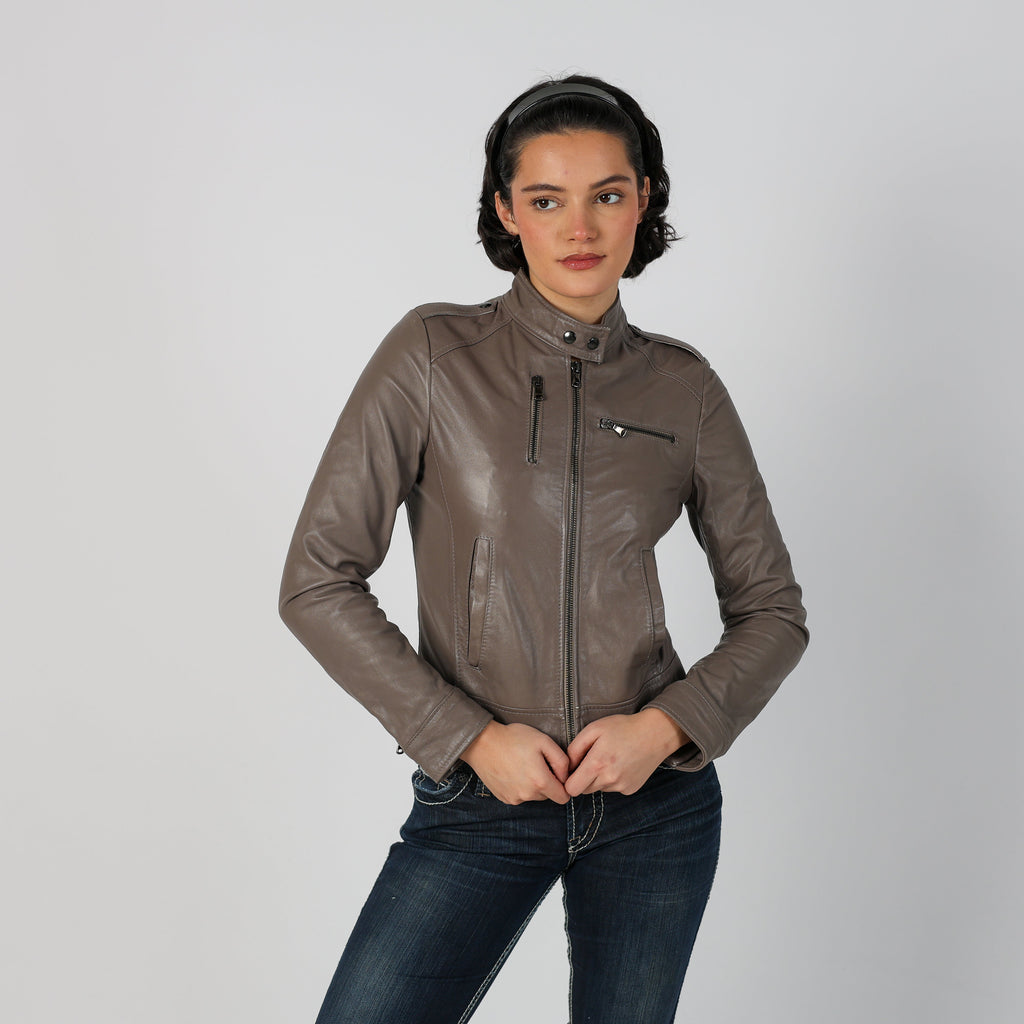 Grey Y2K Vera Pelle Leather Jacket (S)