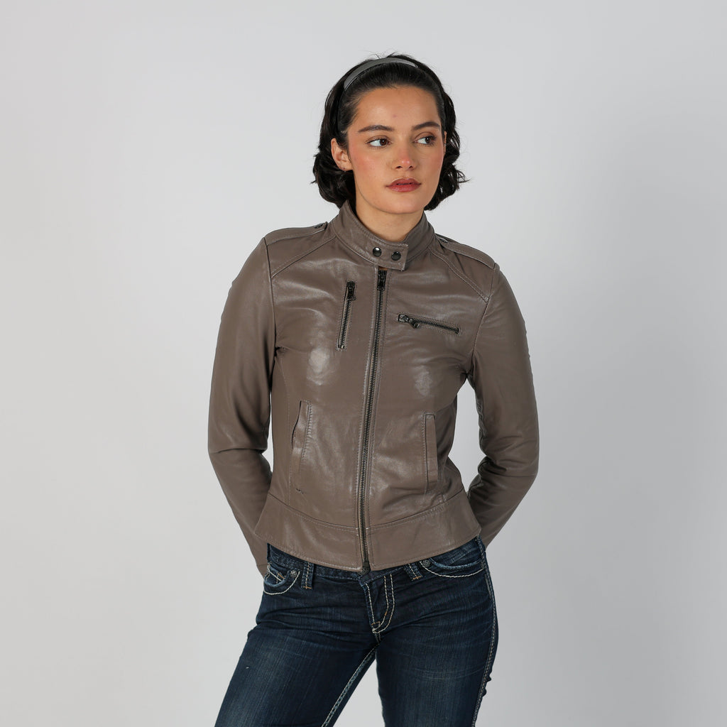 Grey Y2K Vera Pelle Leather Jacket (S)