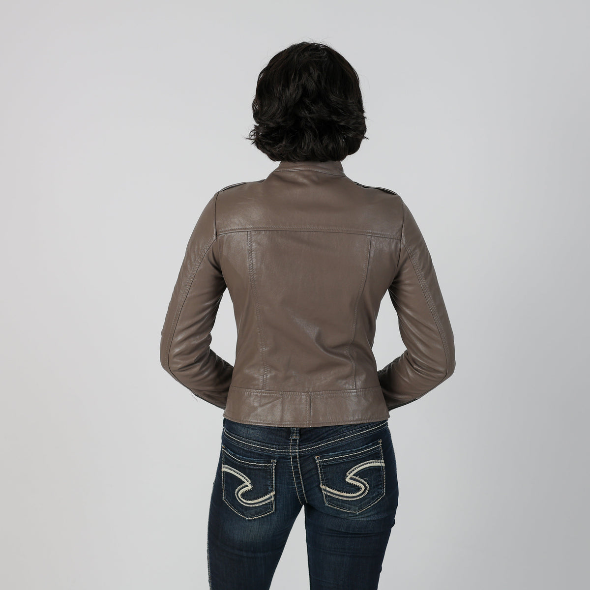 Grey Y2K Vera Pelle Leather Jacket (S)