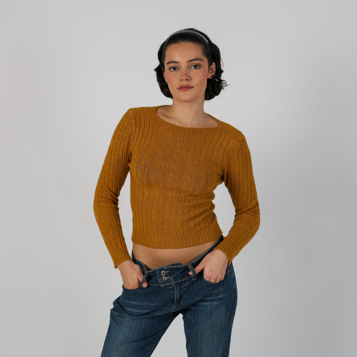 Mustard Yellow Y2K Made in Italy Knitted Jumper (S)