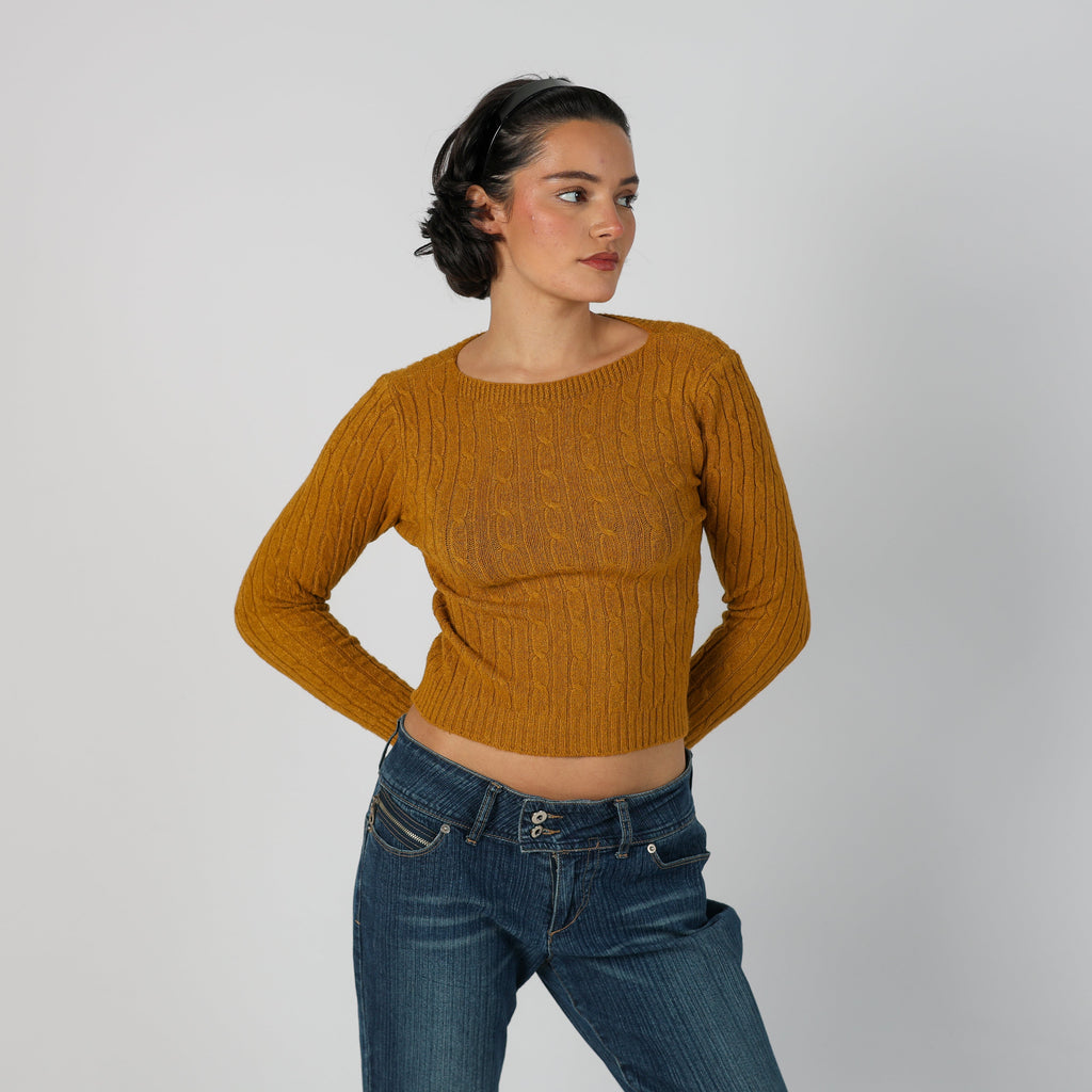 Mustard Yellow Y2K Made in Italy Knitted Jumper (S)