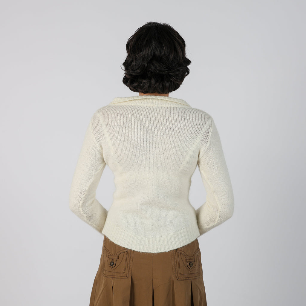 Cream Y2K Made in Italy Knitted Jumper Mohair blend (S)