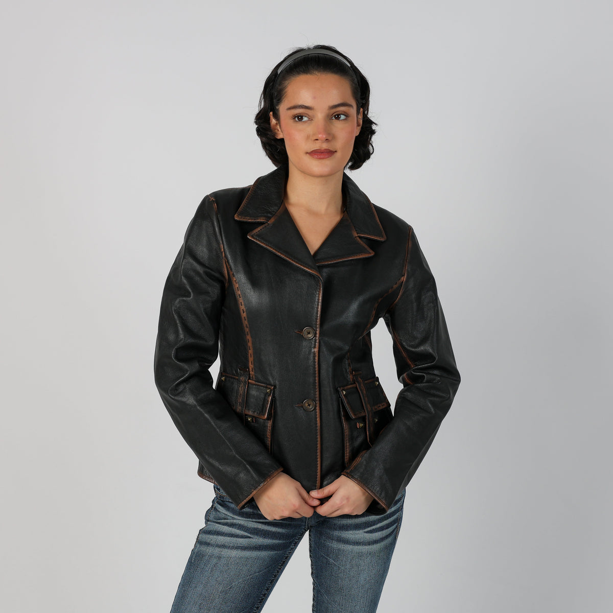 Brown Y2K Made in Italy Leather Jacket (S)
