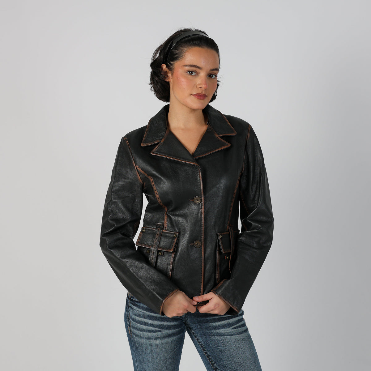 Brown Y2K Made in Italy Leather Jacket (S)