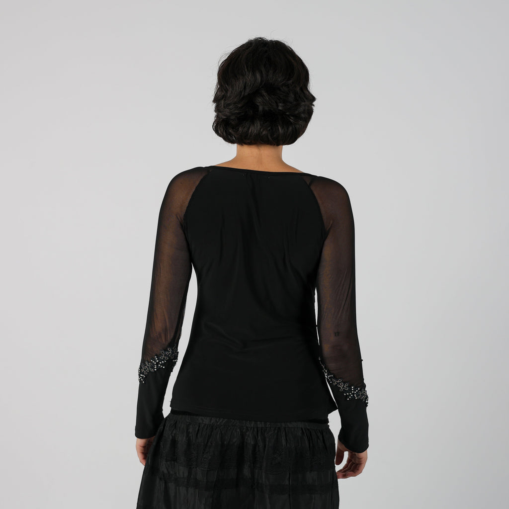 Black Y2K Long Sleeve Top (S)