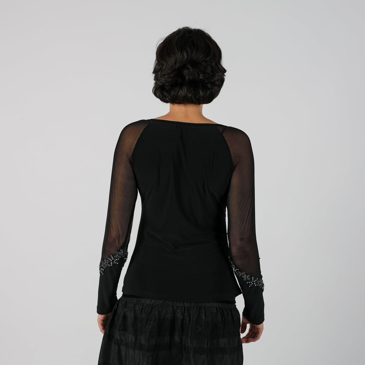 Black Y2K Long Sleeve Top (S)