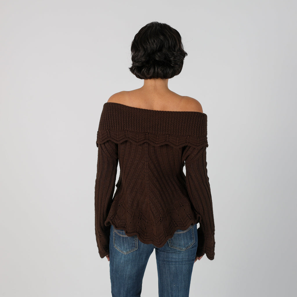 Brown Y2K Knitted Jumper (M)