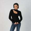 Black Y2K Amisu Knitted Top (S)