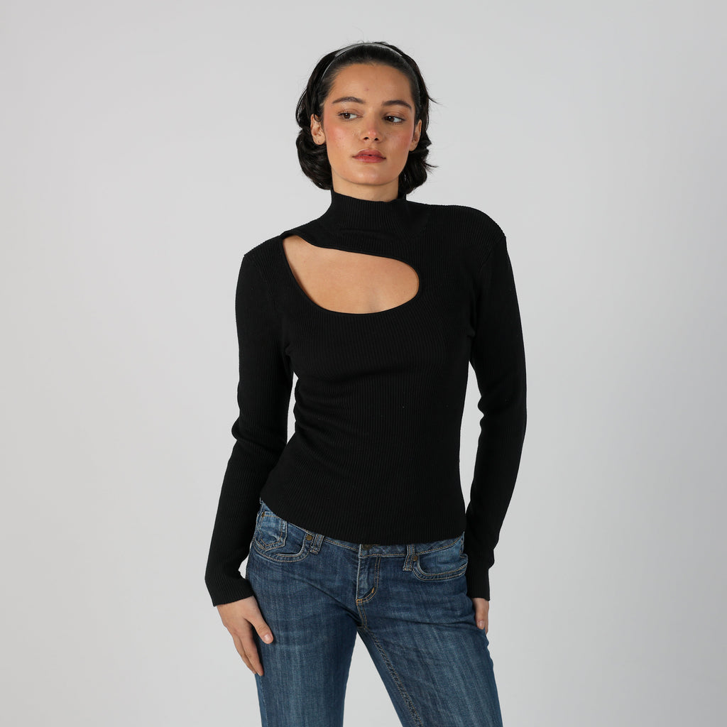Black Y2K Amisu Knitted Top (S)