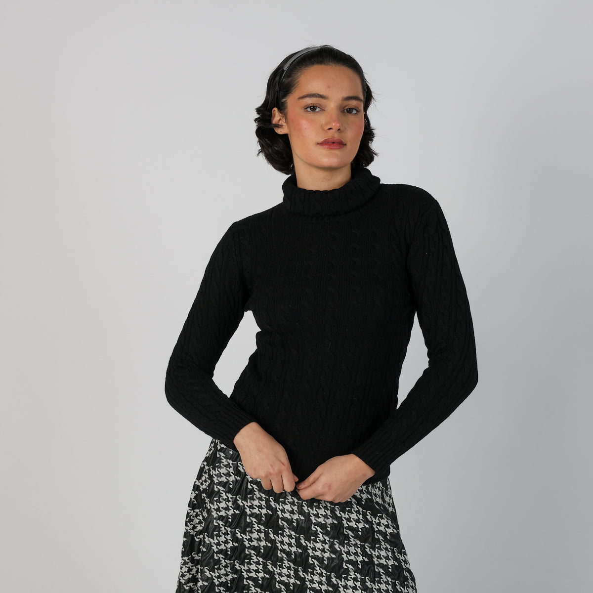 Black Y2K Made in Italy Knitted Jumper Merino Wool (S)