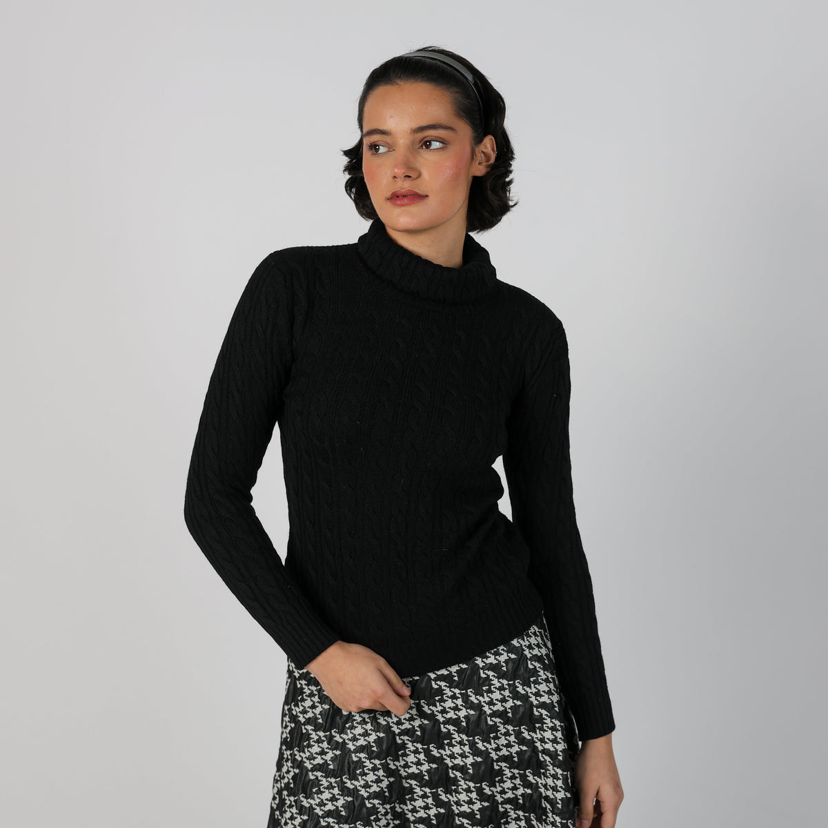 Black Y2K Made in Italy Knitted Jumper Merino Wool (S)