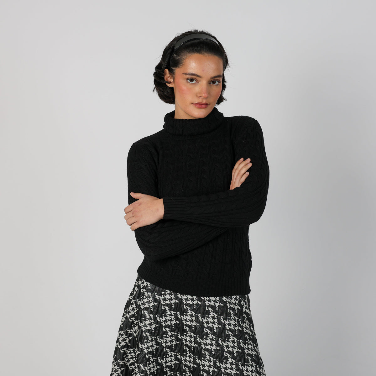 Black Y2K Made in Italy Knitted Jumper Merino Wool (S)