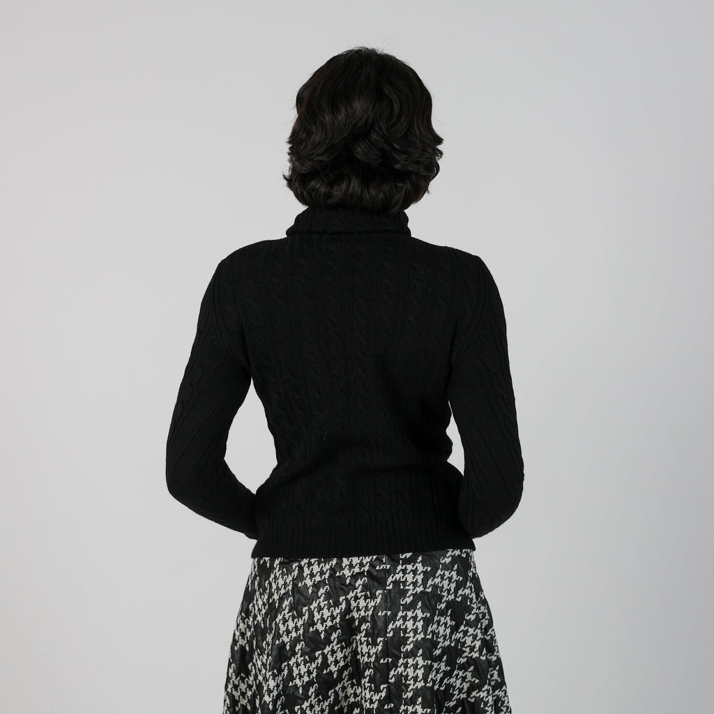 Black Y2K Made in Italy Knitted Jumper Merino Wool (S)