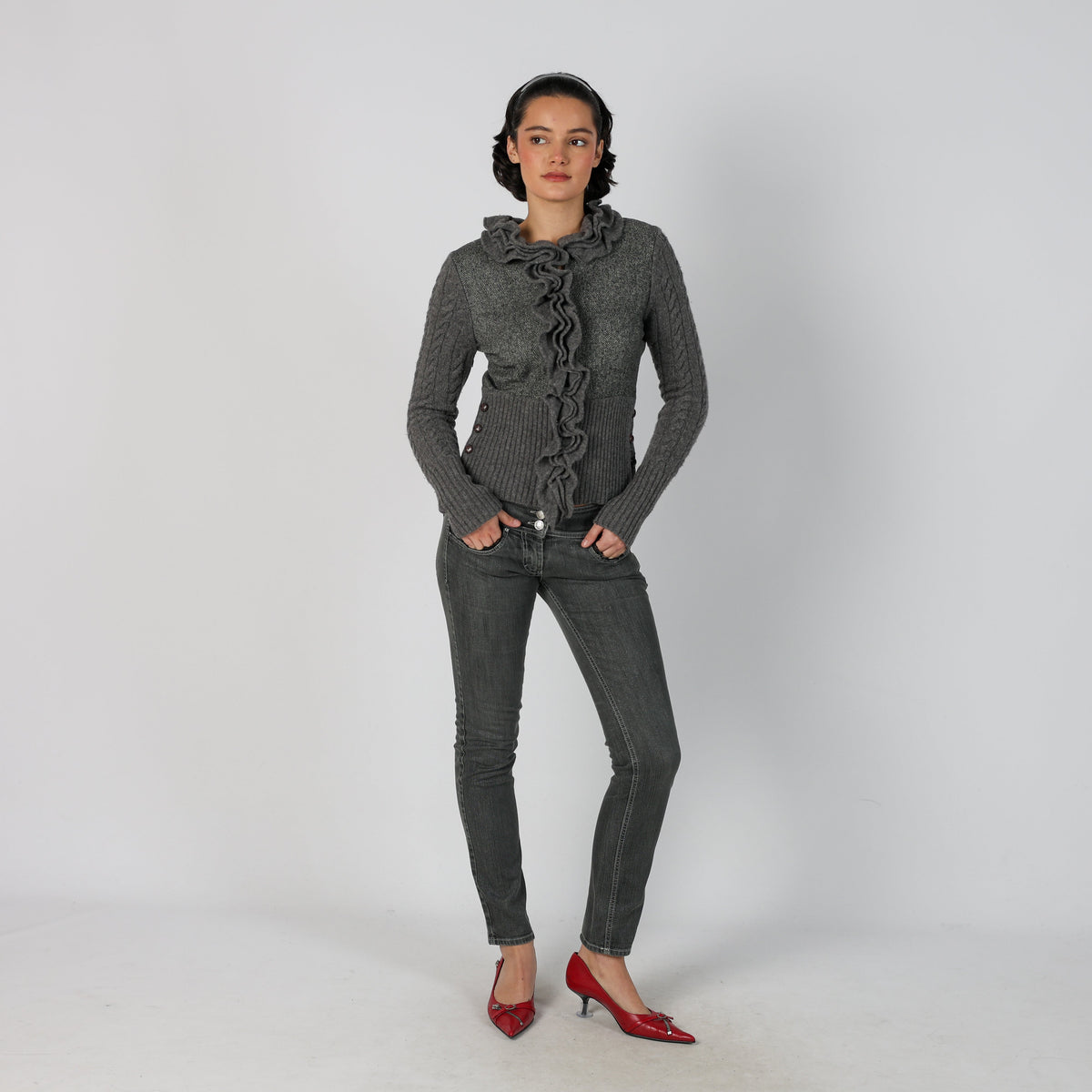 Charcoal Grey Y2K Denny Rose Skinny Jeans (S)