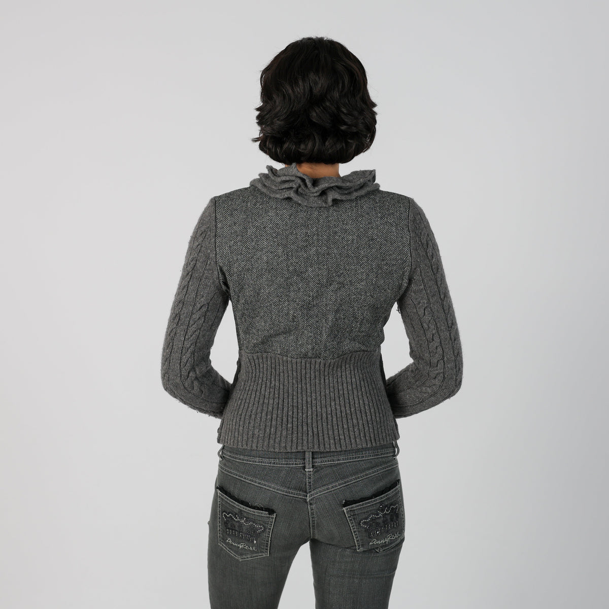 Charcoal Grey Y2K Knitted Jumper Lambswool (S)