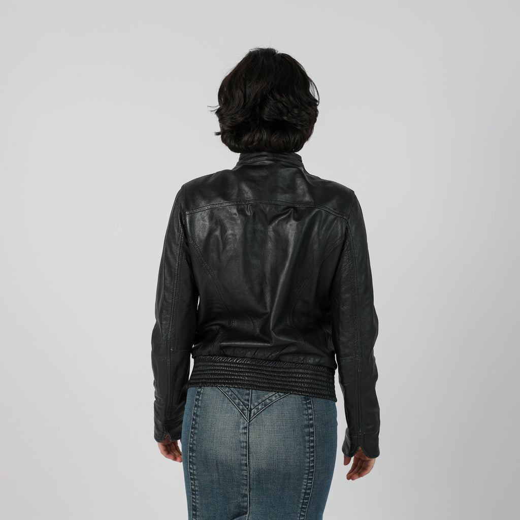 Black Y2K Leather Jacket (S)