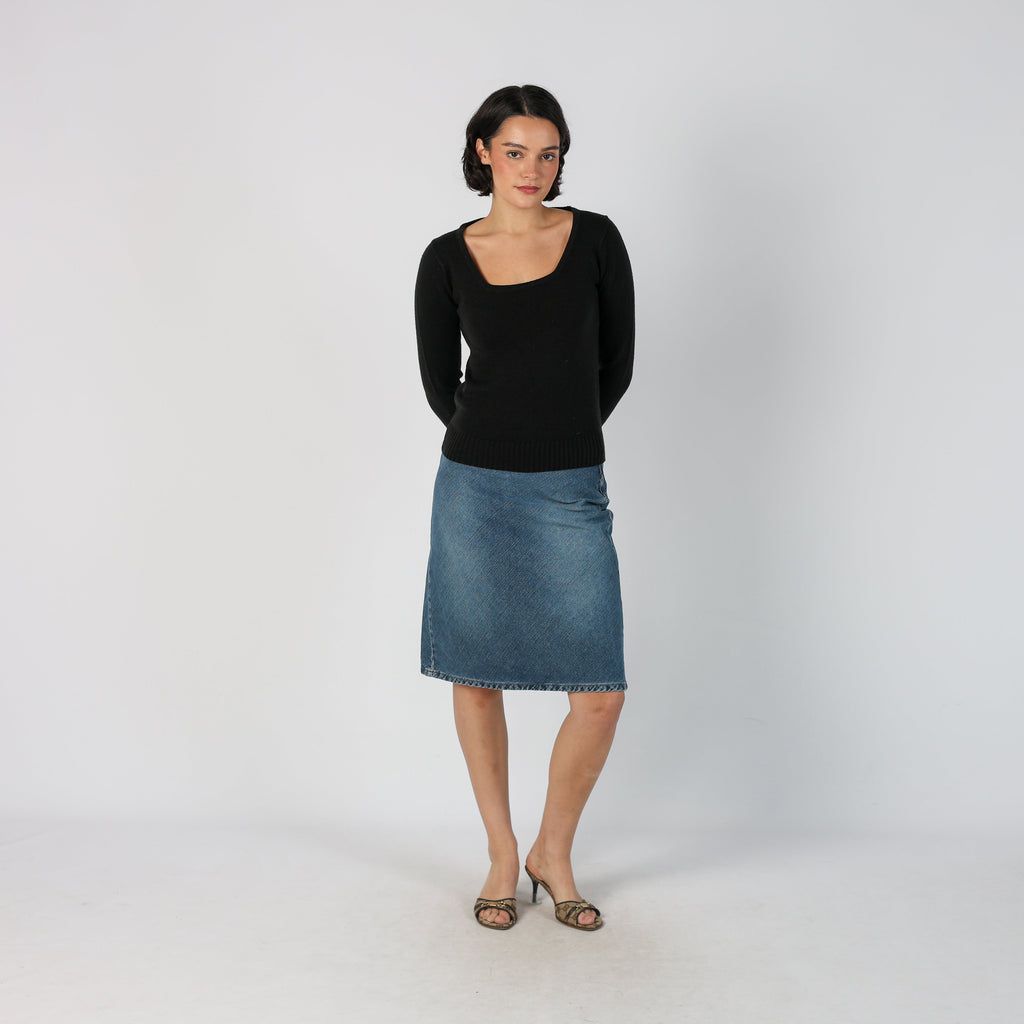 Blue Y2K Sisley Denim Midi Skirt (S)