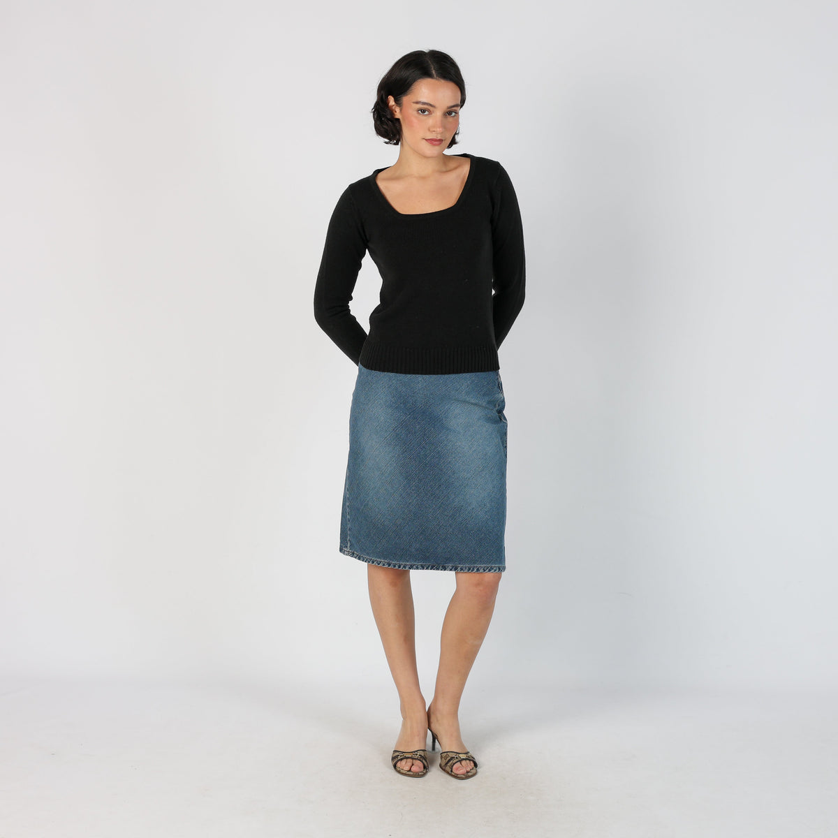 Blue Y2K Sisley Denim Midi Skirt (S)