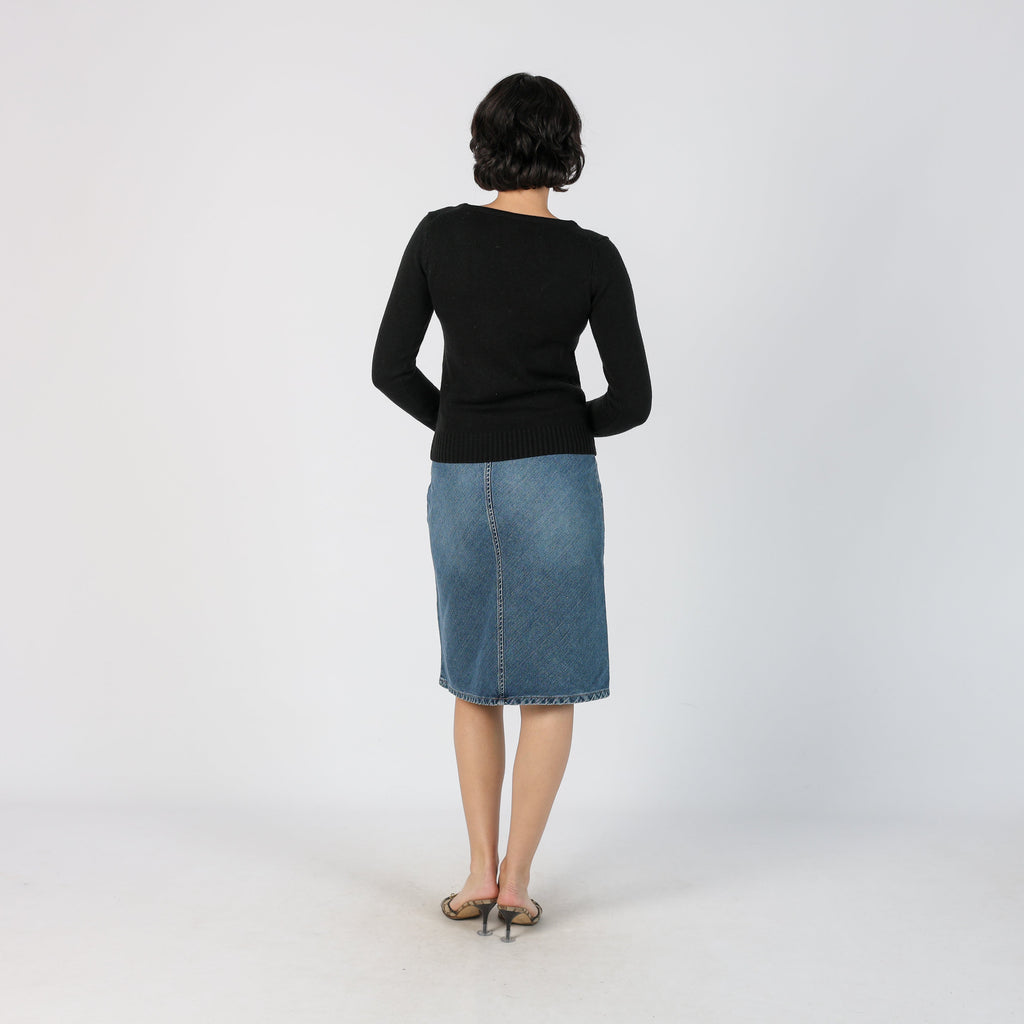 Blue Y2K Sisley Denim Midi Skirt (S)
