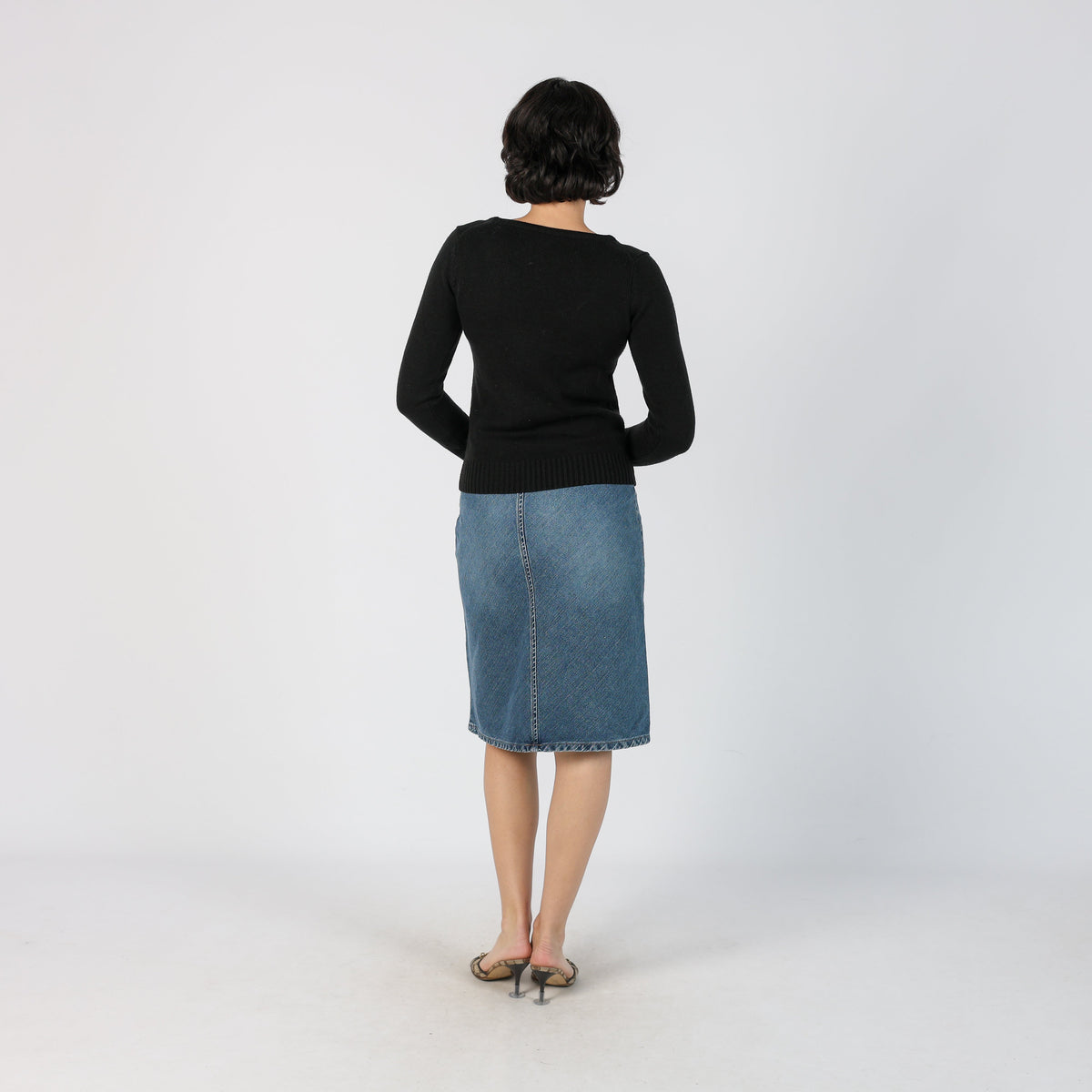 Blue Y2K Sisley Denim Midi Skirt (S)