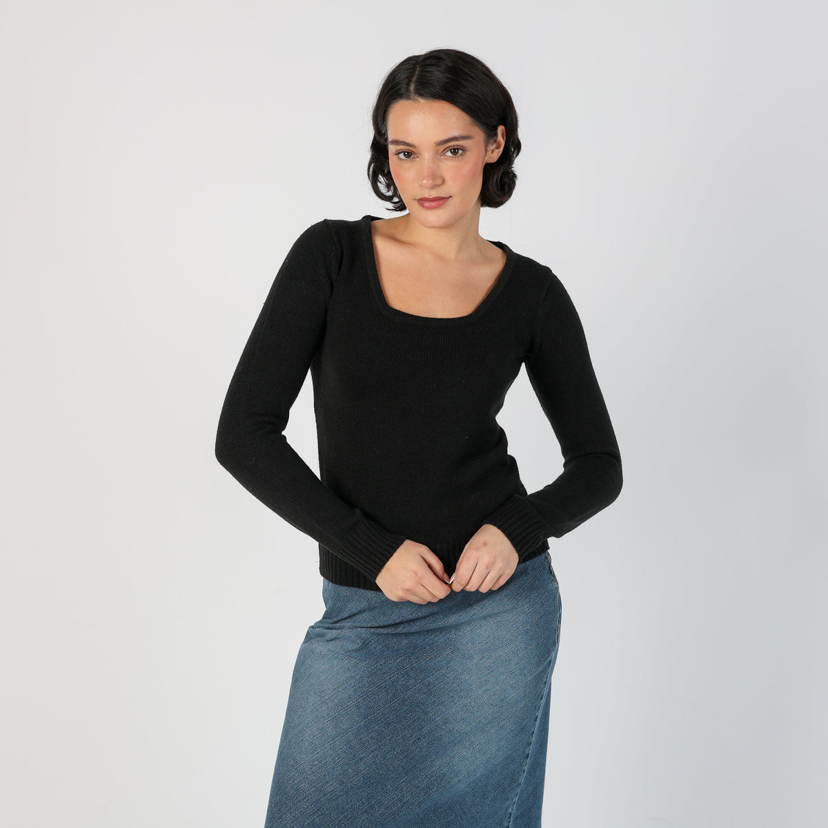 Black Y2K Sasch Knitted Top (XS)