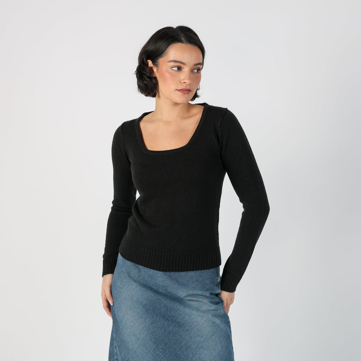 Black Y2K Sasch Knitted Top (XS)