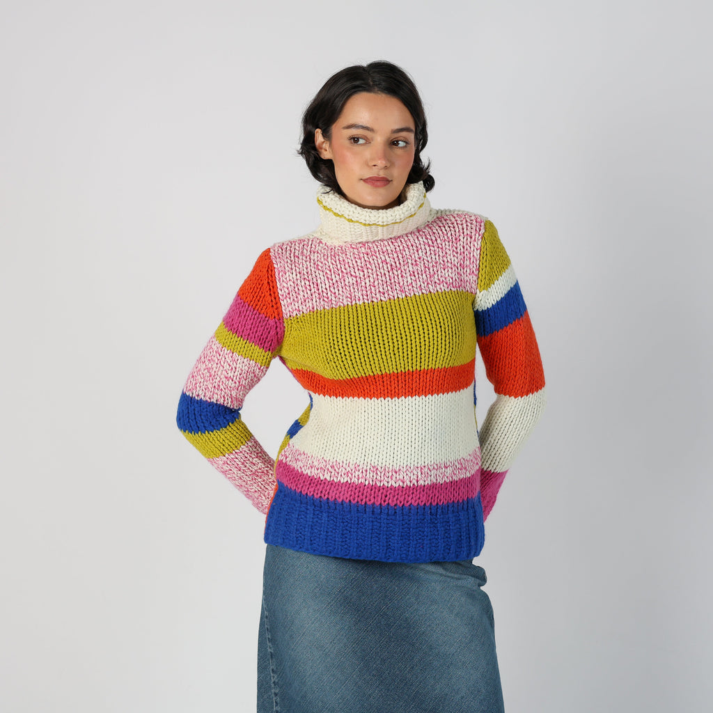 Multicoloured Y2K Knitted Jumper (S)