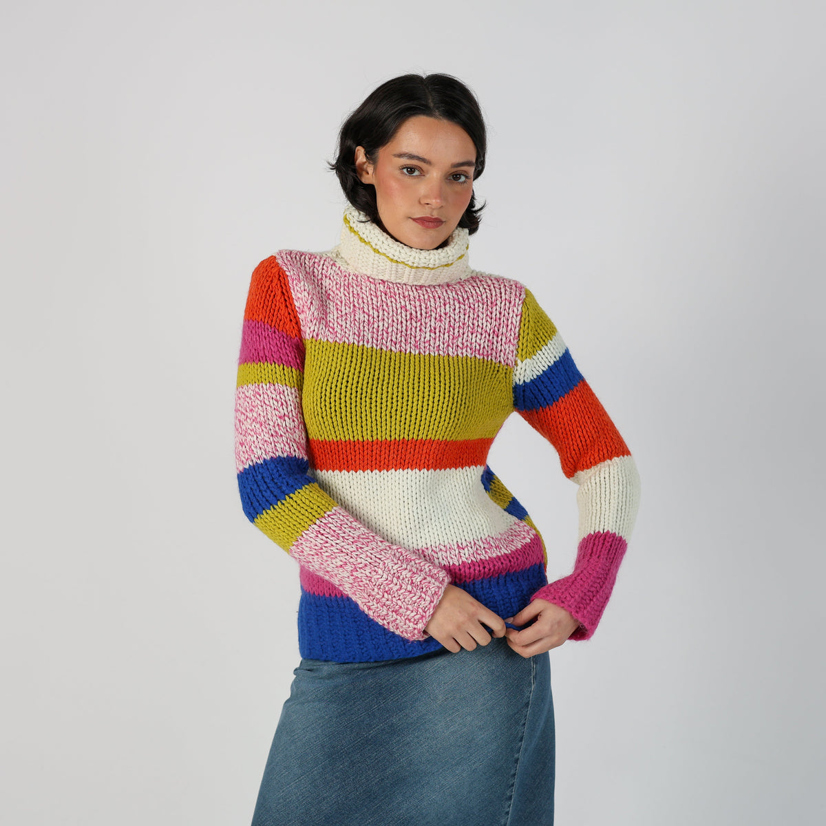 Multicoloured Y2K Knitted Jumper (S)