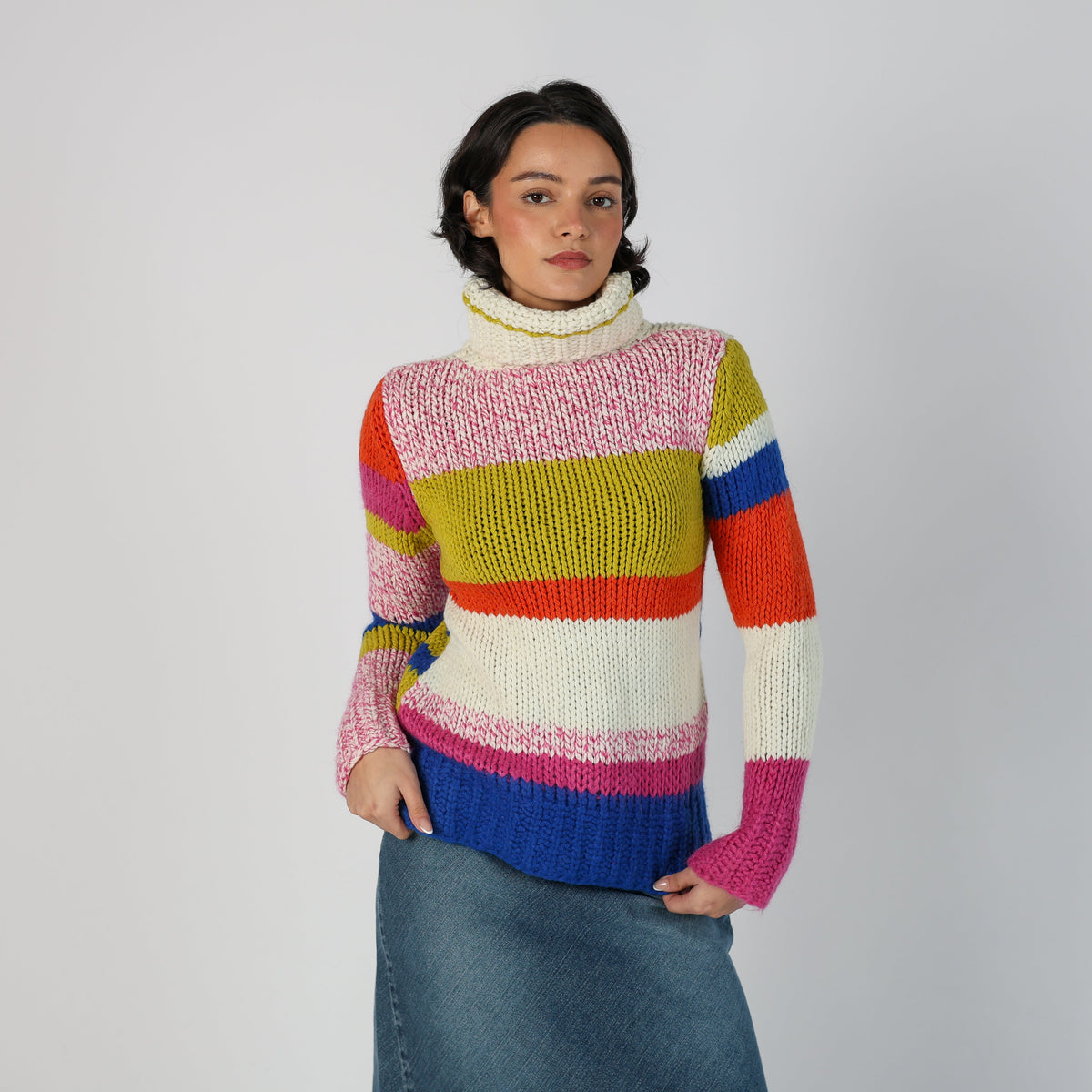 Multicoloured Y2K Knitted Jumper (S)