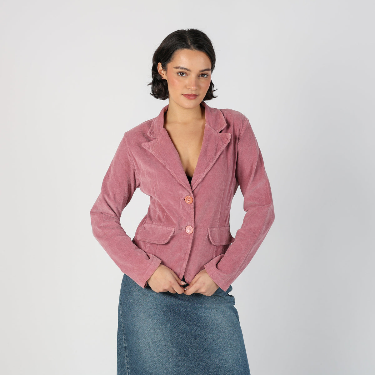 Baby Pink Y2K Cord Jacket (S)