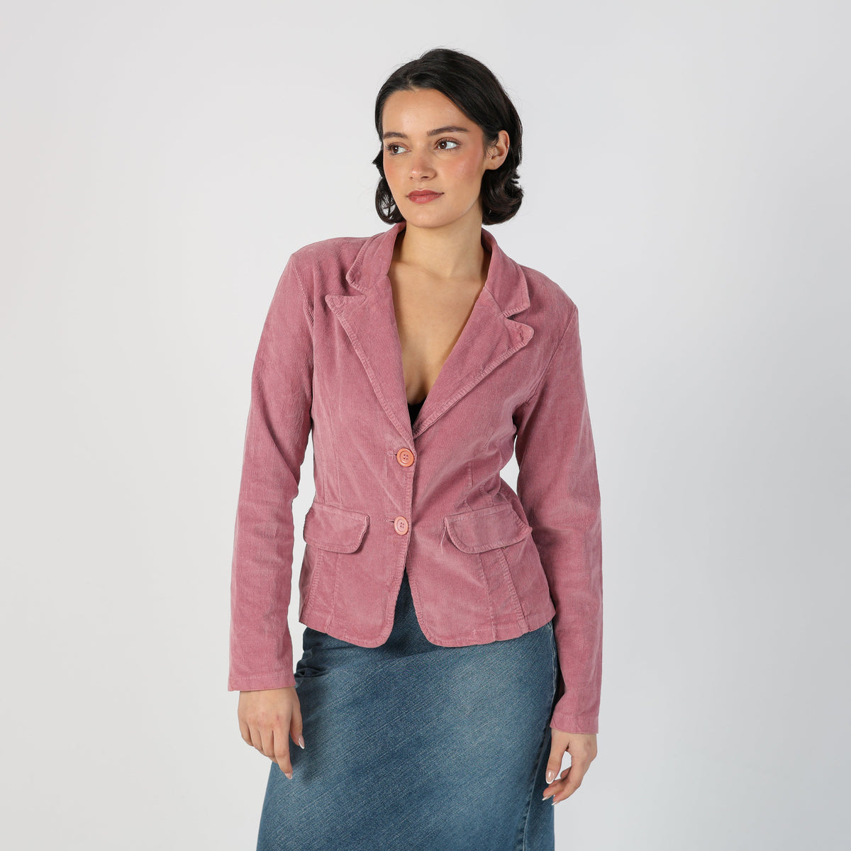 Baby Pink Y2K Cord Jacket (S)